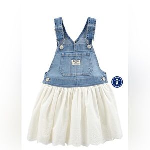 OshKosh B'Gosh Eyelet Denim Dress Jumper Size 18 Months.